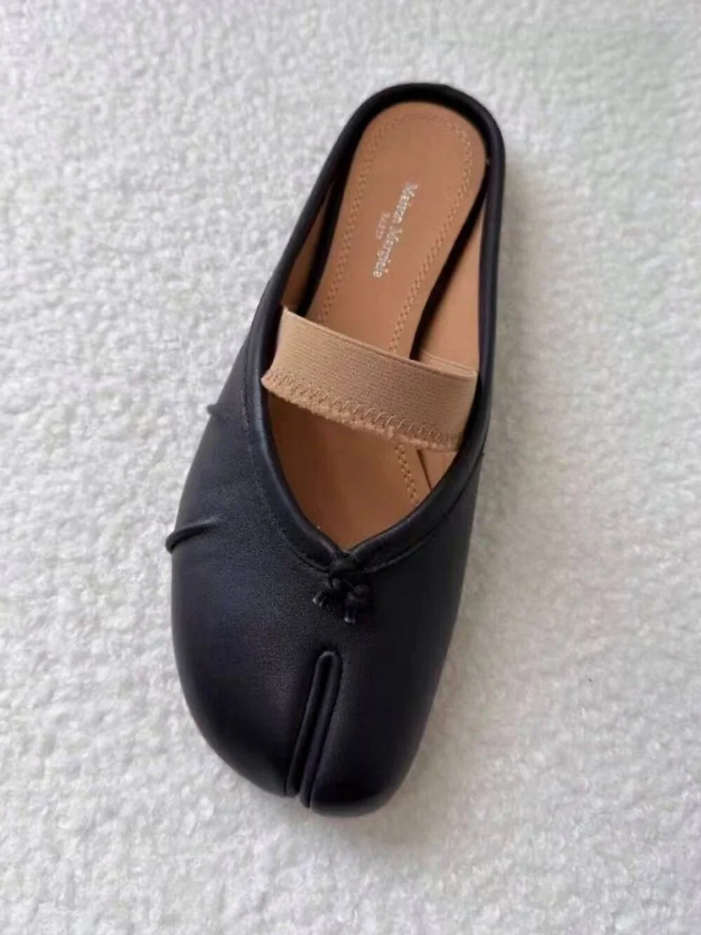 Maison Margiela Black Lambskin Tabi Split Toe Mule Slides